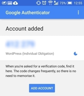 Wordpress Two Factor Authentication Google Authenticator App 6 Digit Code Screen
