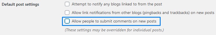 How To Disable WordPress Comments By Unticking Allow People To Submit Comments On New Posts