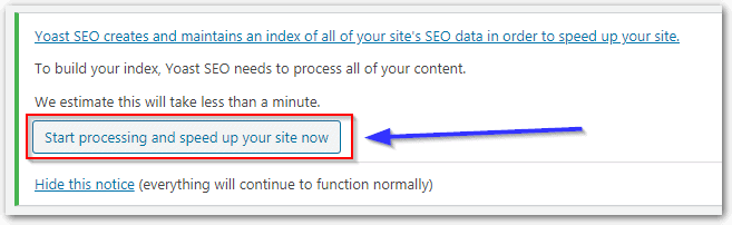 Option To Speed Up Yoast Seo When Installing For The First Time