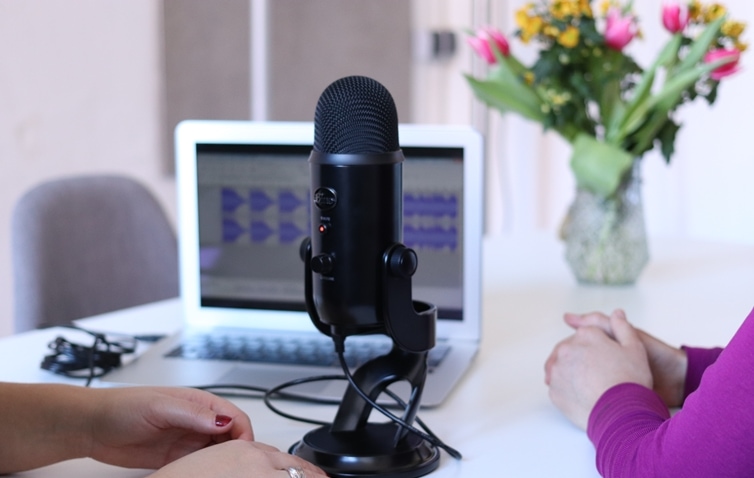 Bloggers Recording A Podcast To Make Money Blogging
